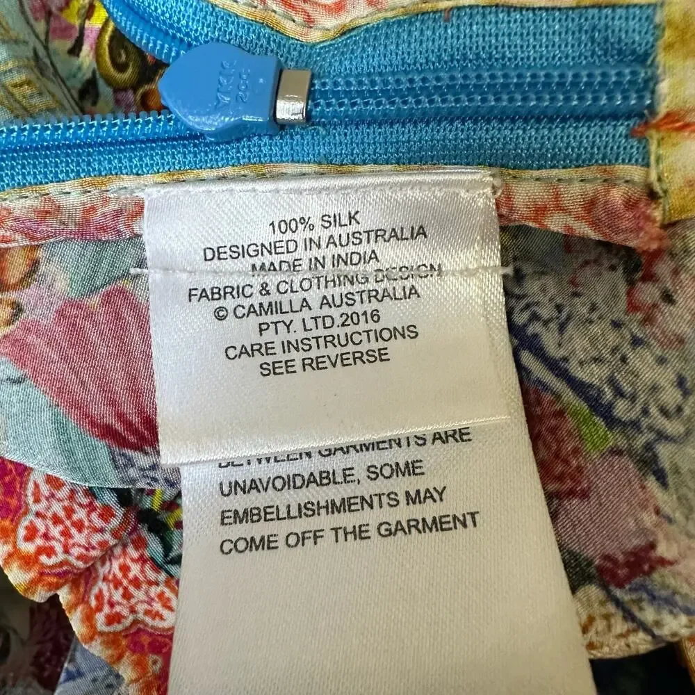 CAMILLA Shorts Multicolor Allover Print Silk Studded Embellished Boho